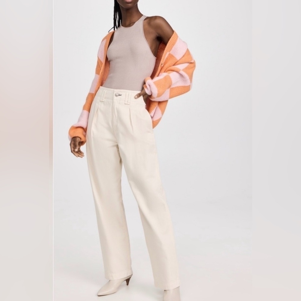 Rag & Bone High-Waist Wide-Leg Cream Pants